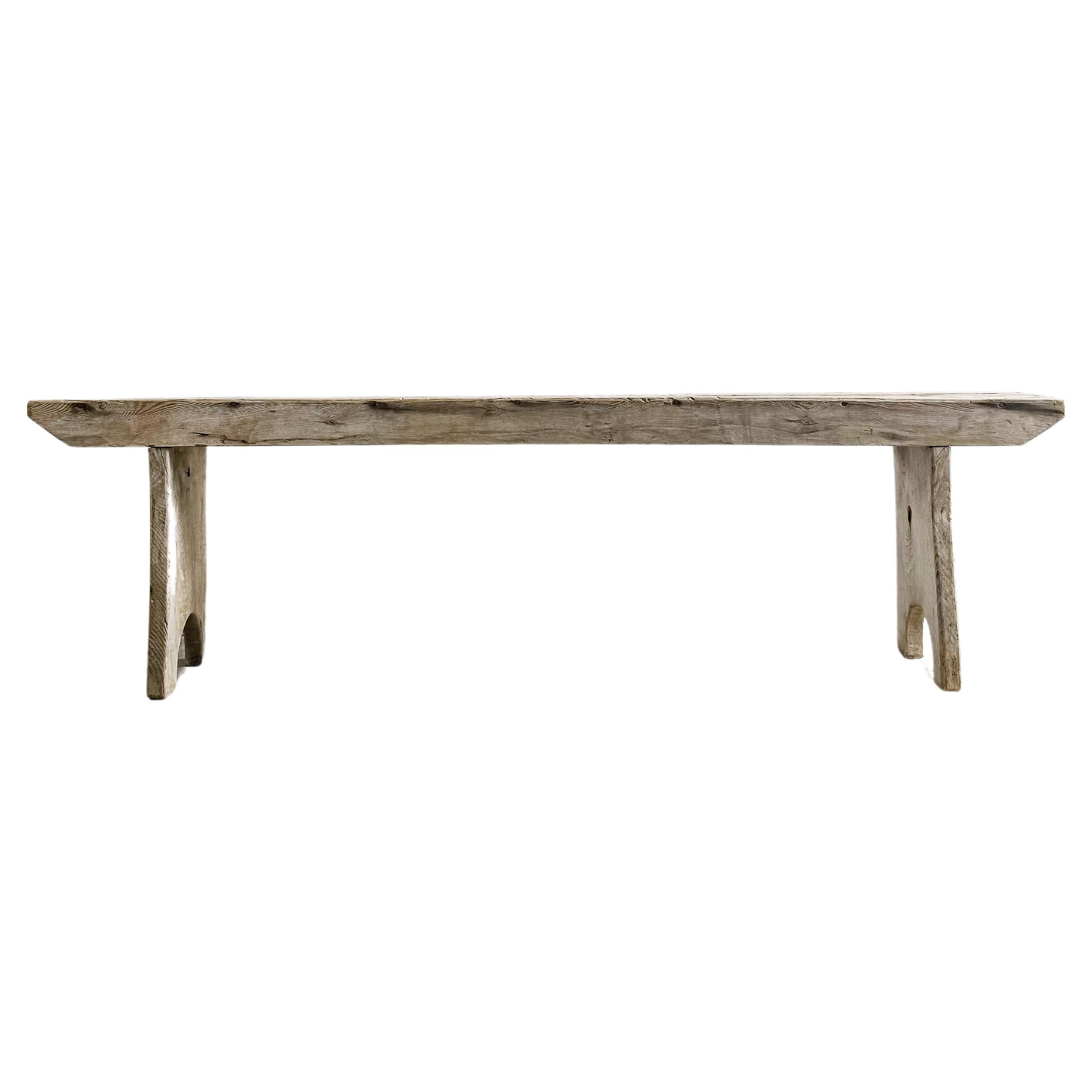 19th Century Rustic White Oak Bench