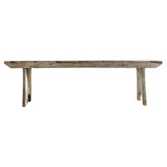 19th Century Rustic White Oak Bench