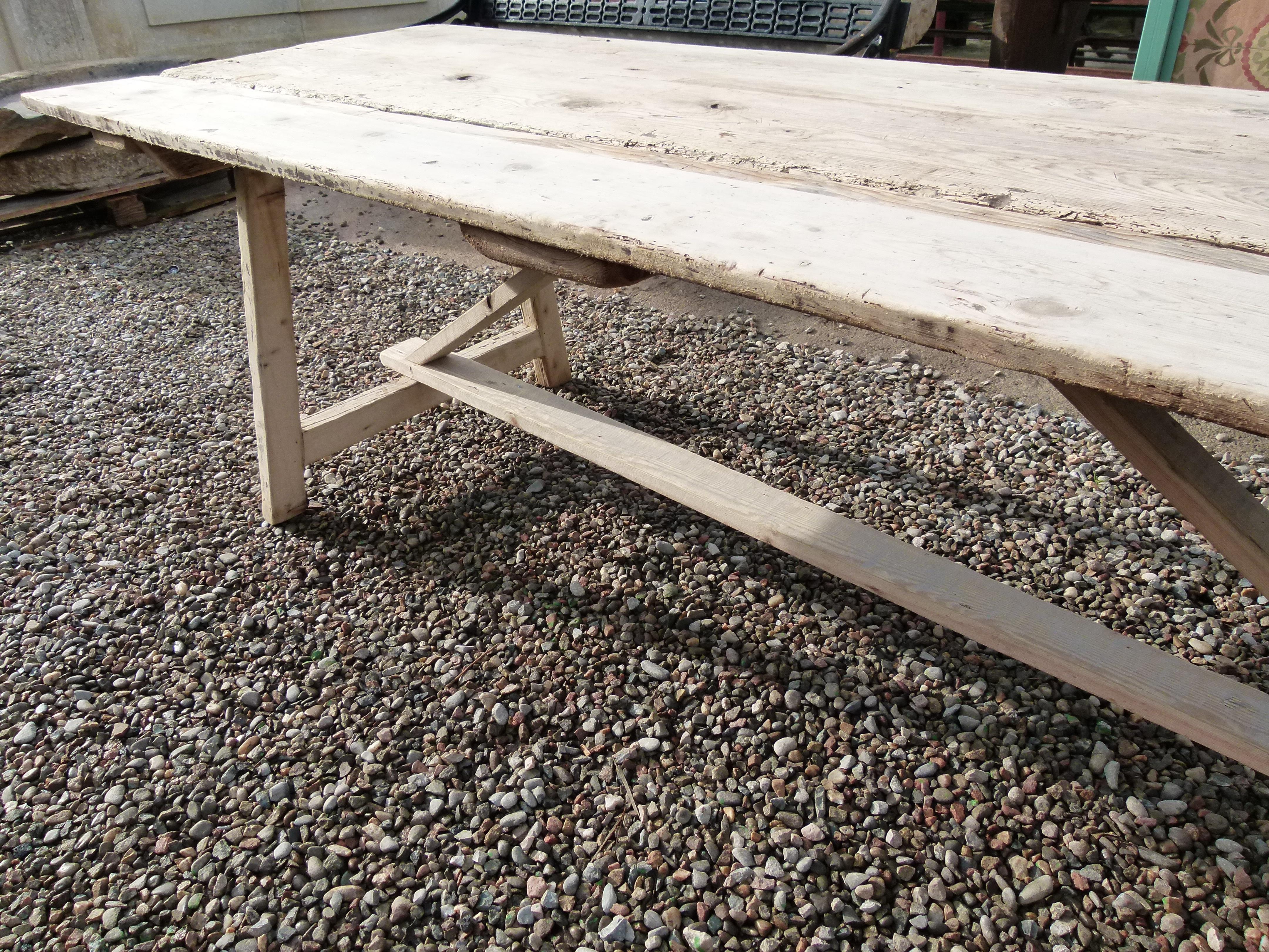 Pine 19th Century Rustic Wooden Dining Table