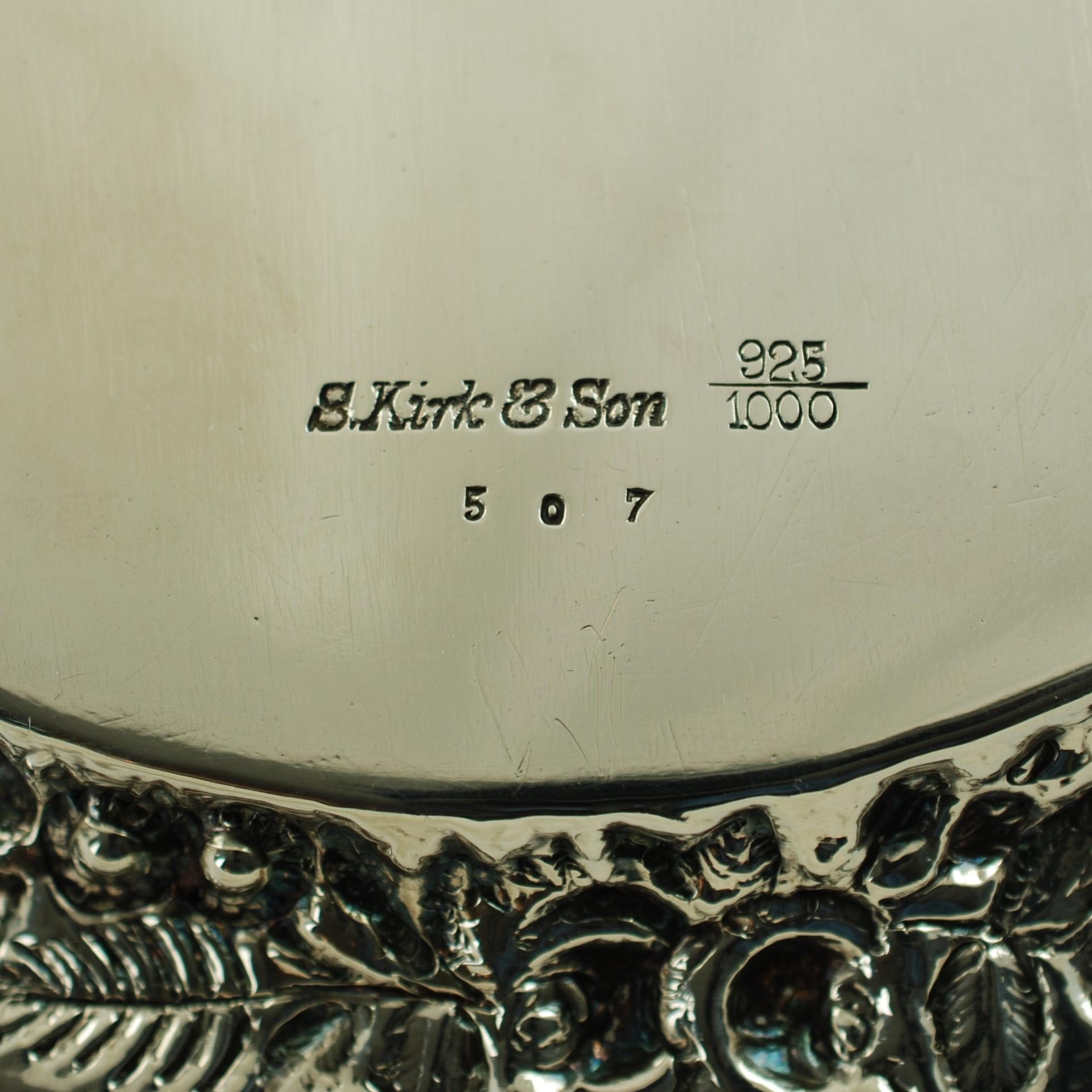 19th Century S. Kirk & Son Repoussé Sterling Silver Salver For Sale 5