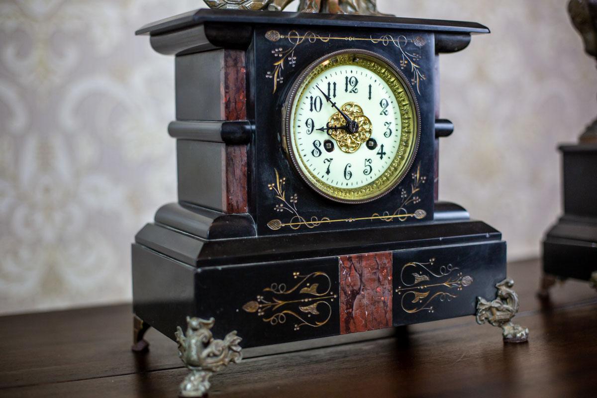 Marble 19th Century S. Marti & Cie Mantle Clock Set