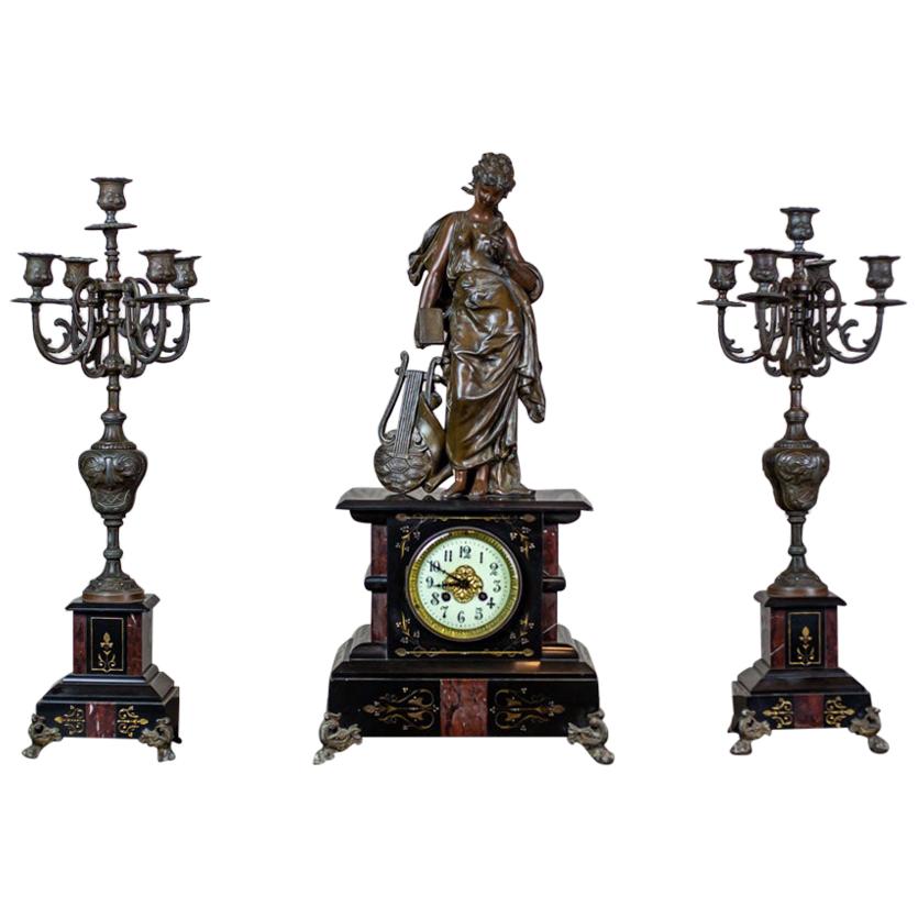 19th Century S. Marti & Cie Mantle Clock Set