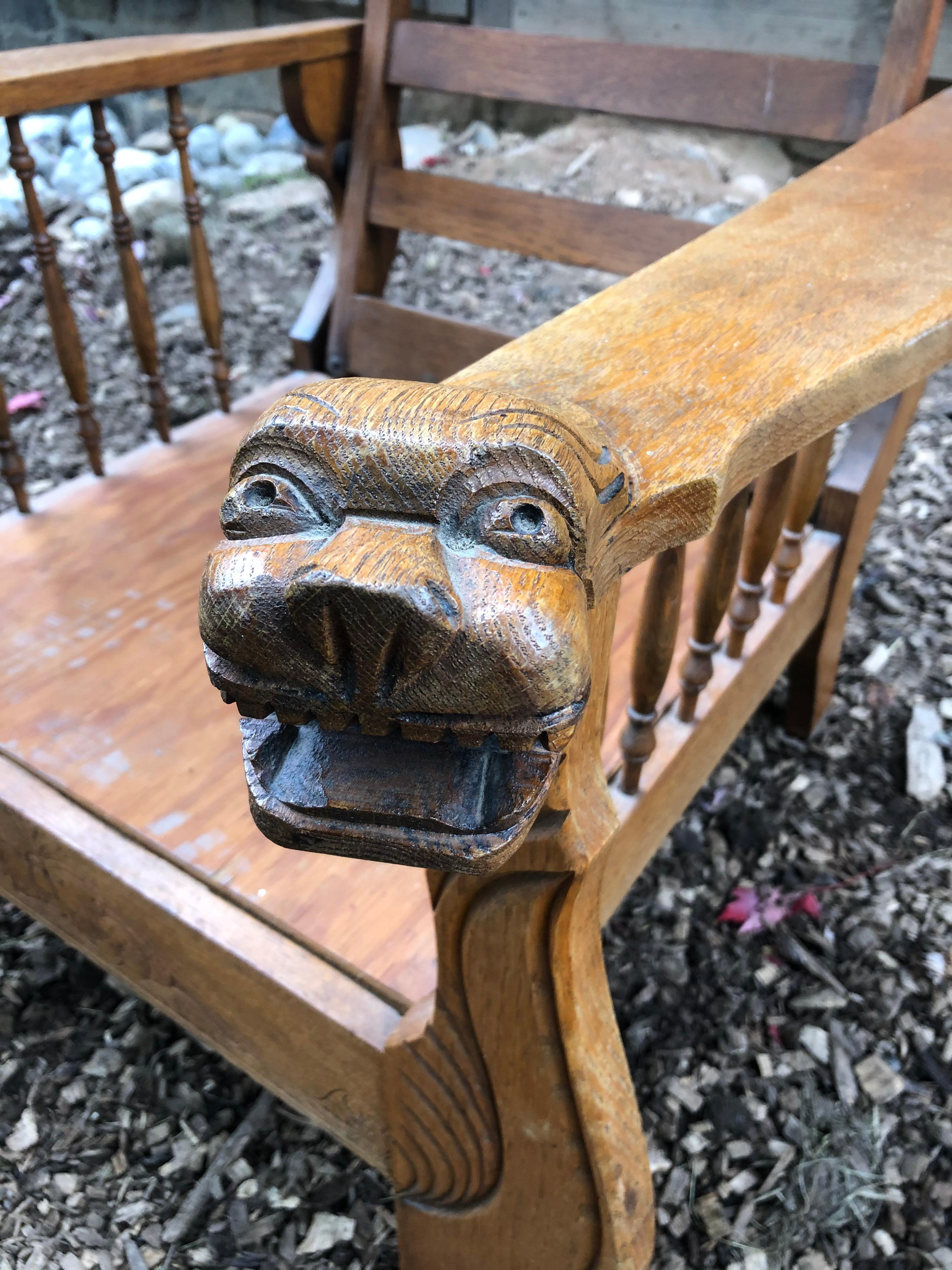 morris chair with lion head arms