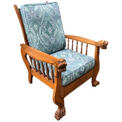 19th Century S.A.Cook Reclining Morris Chair with Griffins