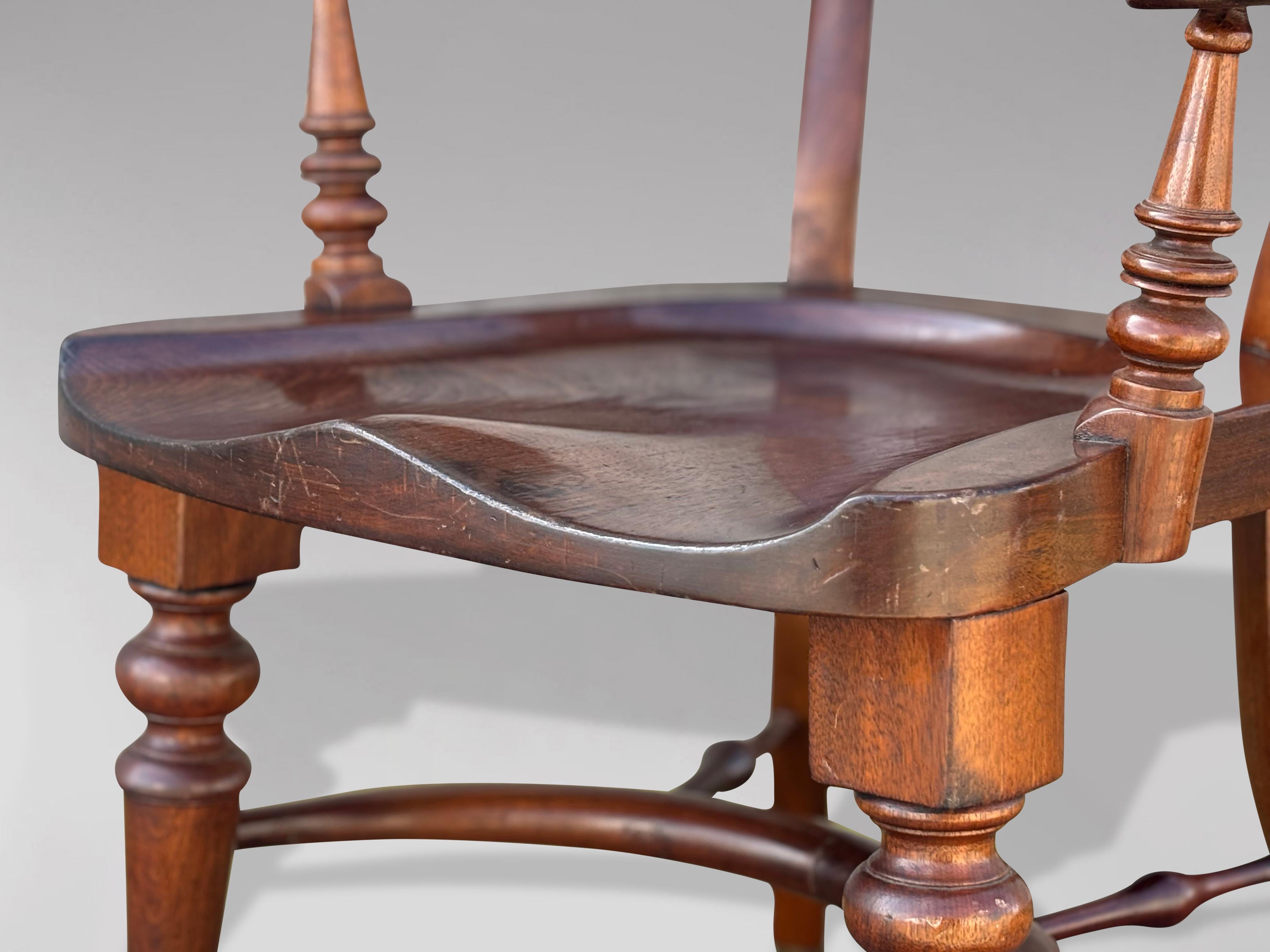 19th Century Saddle Seat Leather Desk Armchair For Sale 4
