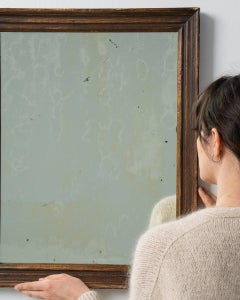 19th Century Sage Wood Oak Mirror in Original Patina