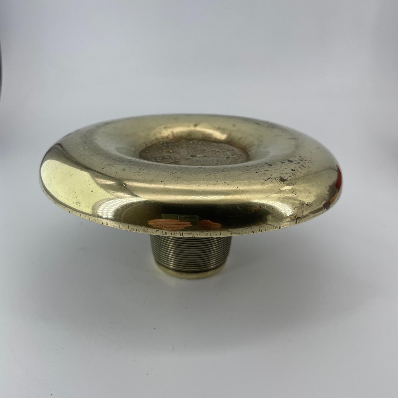 American Colonial 19th Century Sailboat Yacht Ships Ashtray Match Striker Manhattan Brass Co NYC For Sale