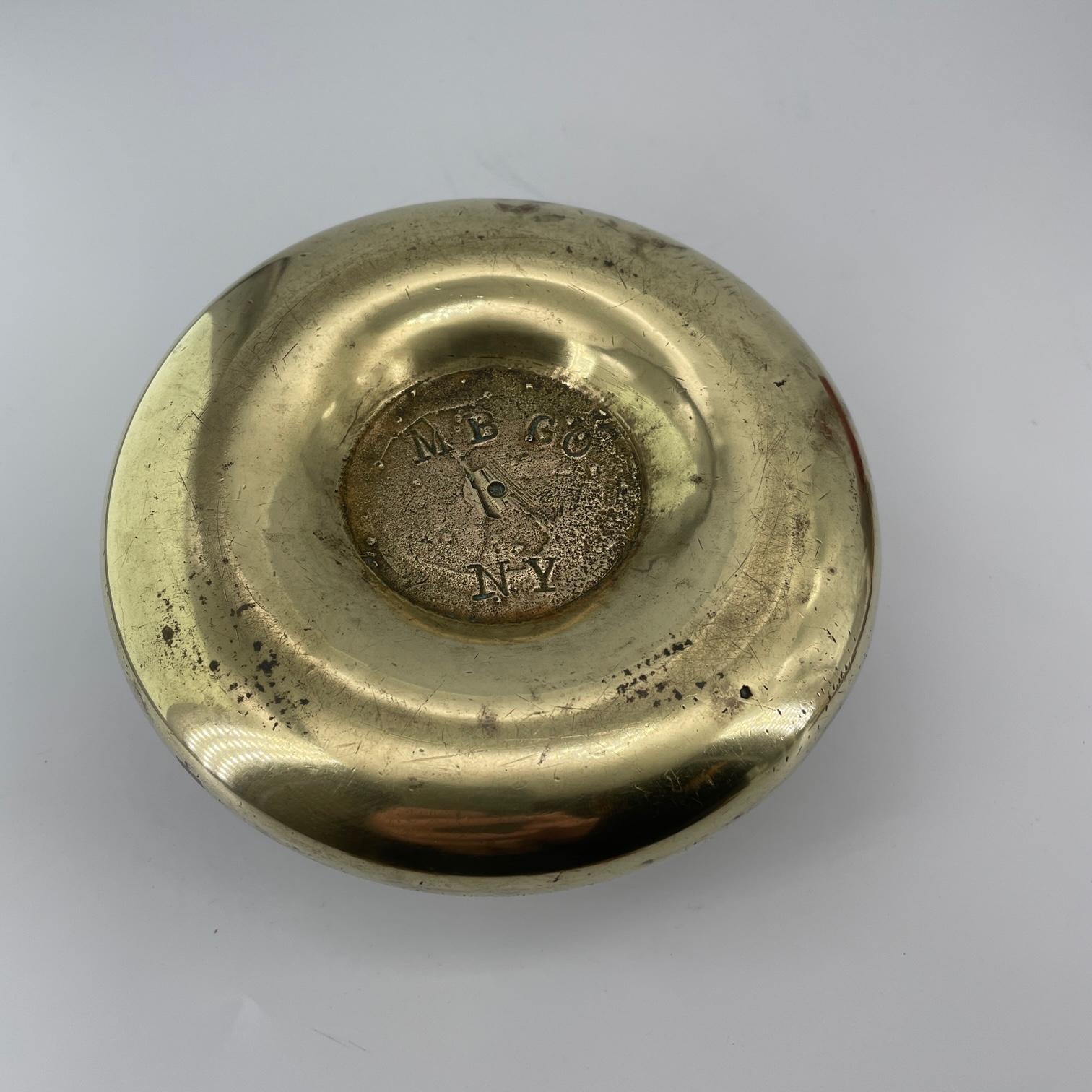 American 19th Century Sailboat Yacht Ships Ashtray Match Striker Manhattan Brass Co NYC For Sale