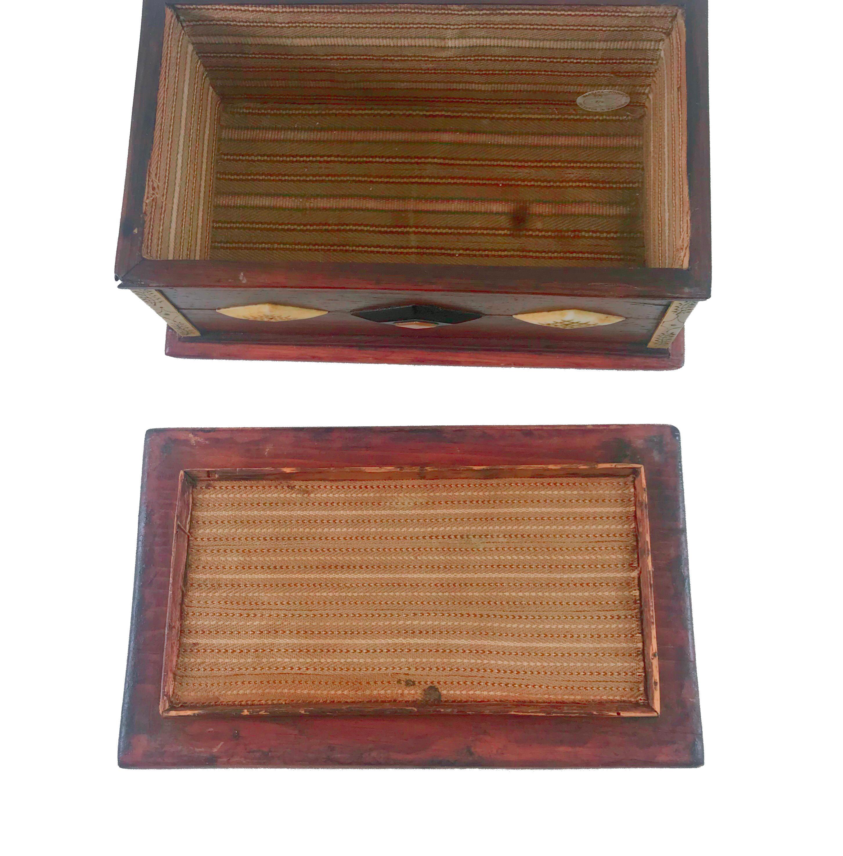 Mother-of-Pearl 19th Century Sailor Made Rosewood Lift Top Valuable's Box