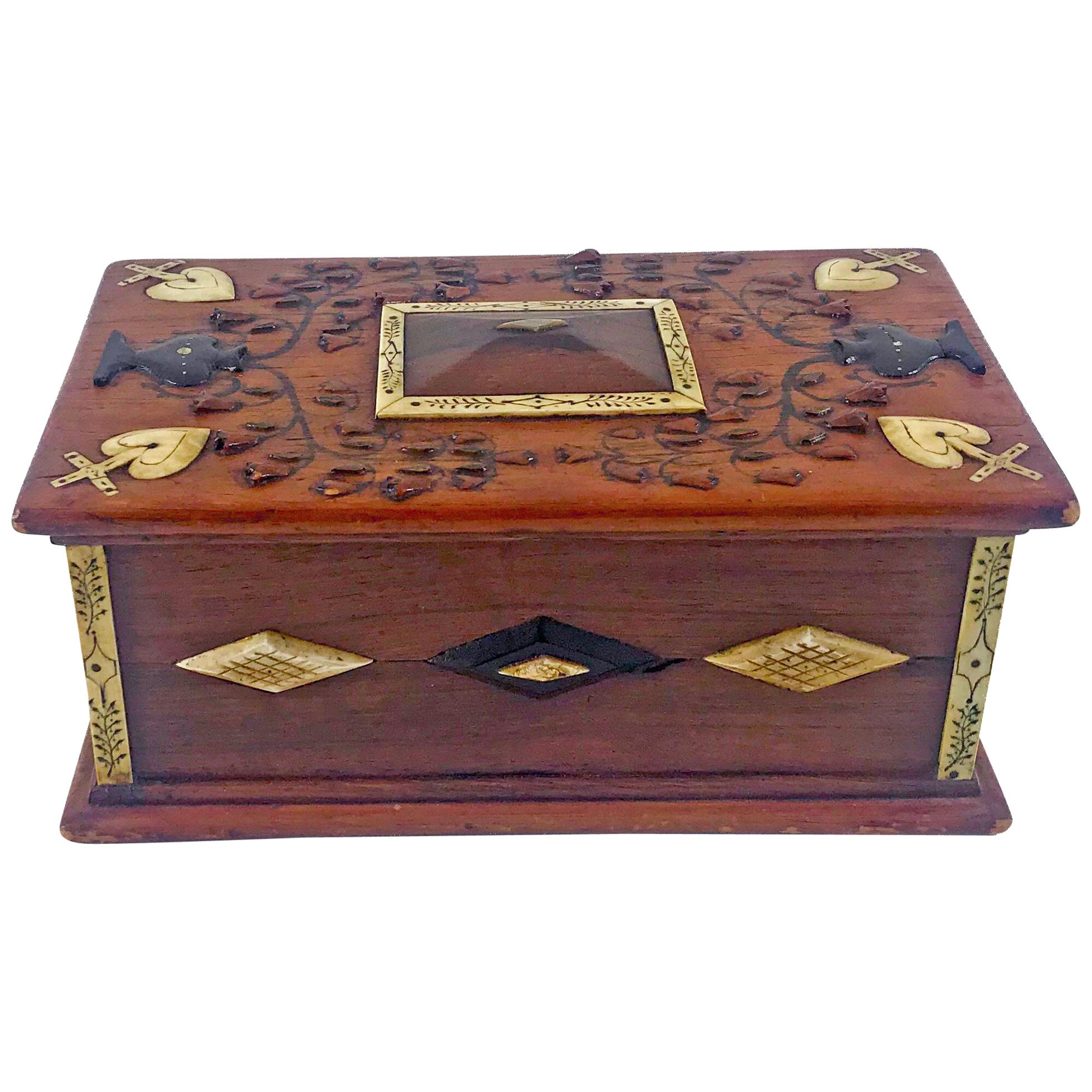 19th Century Sailor Made Rosewood Lift Top Valuable's Box at 1stDibs