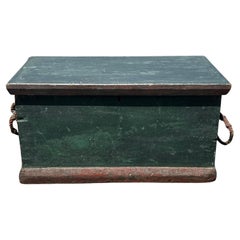 19th Century Sailor's Chest with Original Paint and Rope Beckets