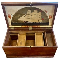Used 19th Century Sailor's Decorated Sea Chest, signed.