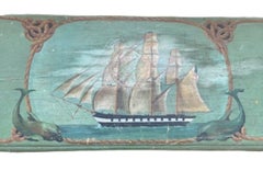 19th Century Sailor's Folk Art Decorated Sea Chest