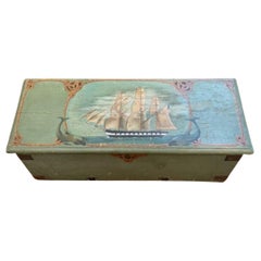 19th Century Sailor's Folk Art Decorated Sea Chest