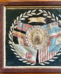 19th Century Sailor's Folk Art Woolie with Photograph of a Young Queen Victoria