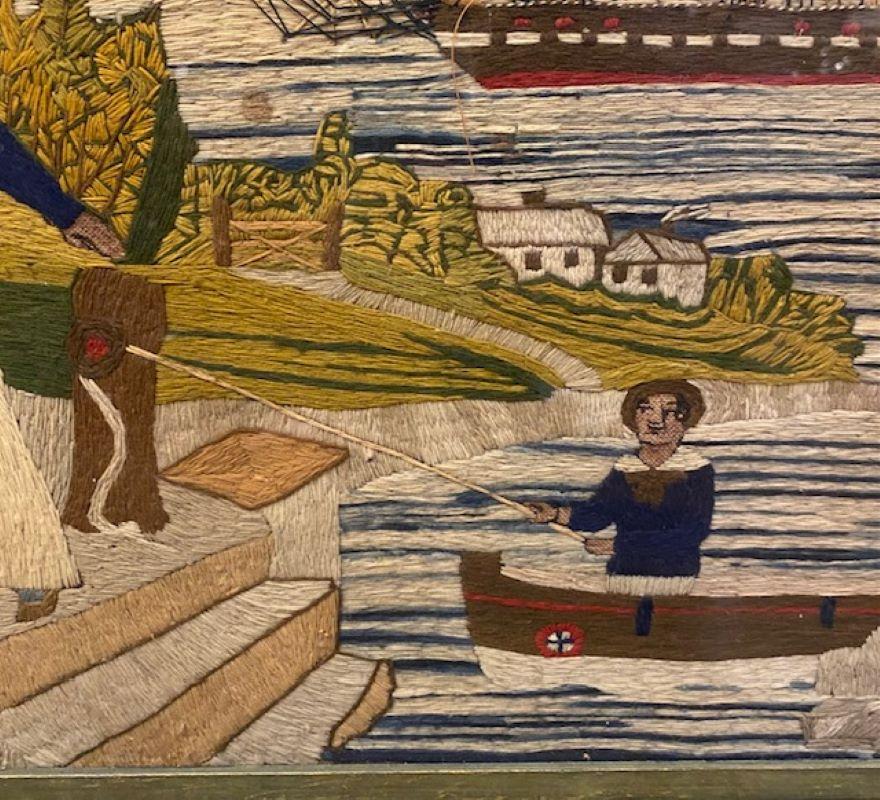 Hand-Crafted 19th Century Sailor's Woolie Depicting a 
