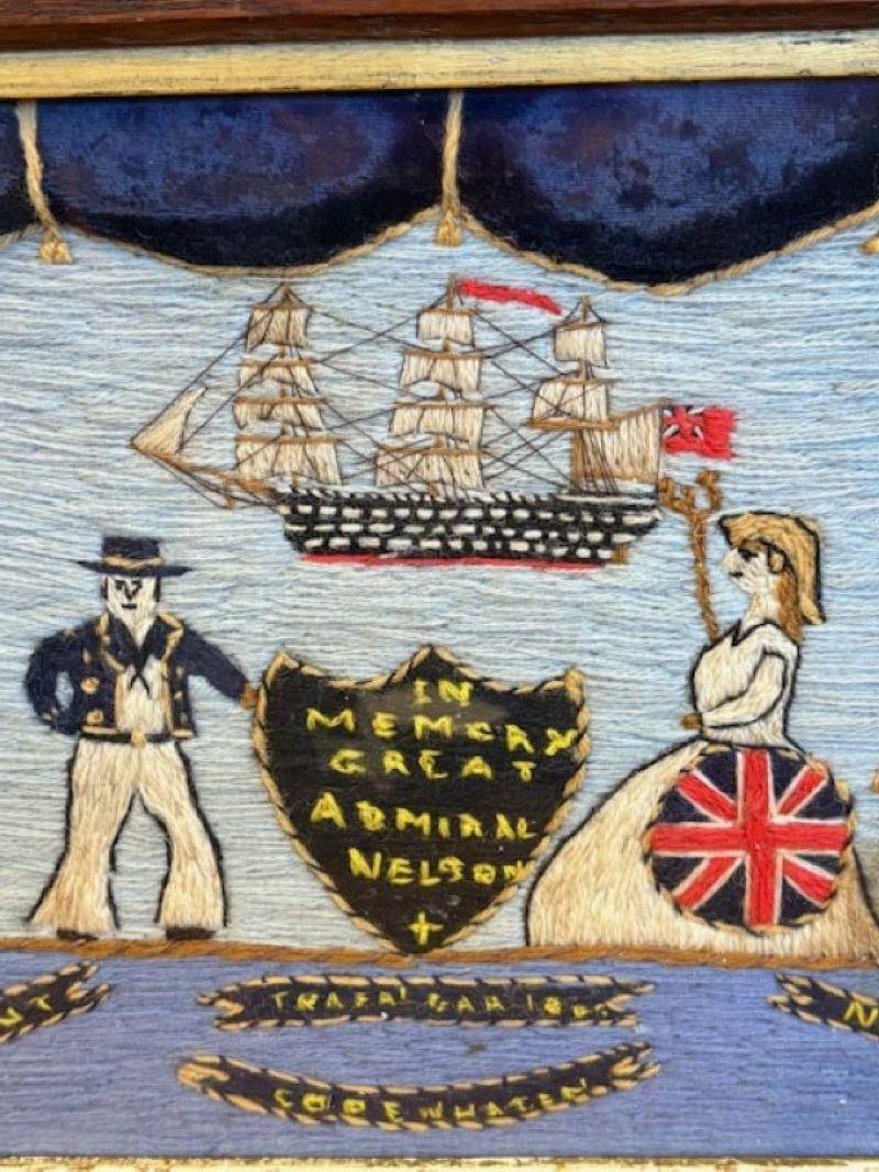 Folk Art 19th Century Sailor's Woolie Honoring Admiral Lord Nelson For Sale