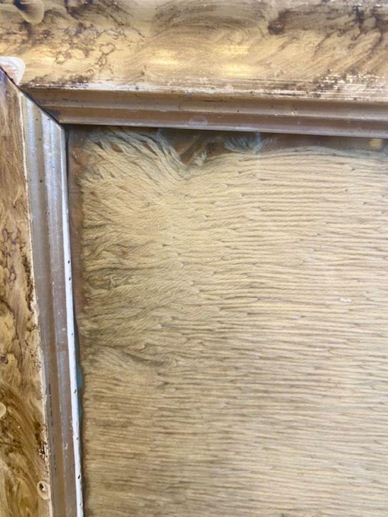 Folk Art 19th Century Sailor's Woolie of a British Brigantine, signed, in Decorated Frame