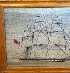 19th Century sailor's Woolie of a British Frigate, circa 1870