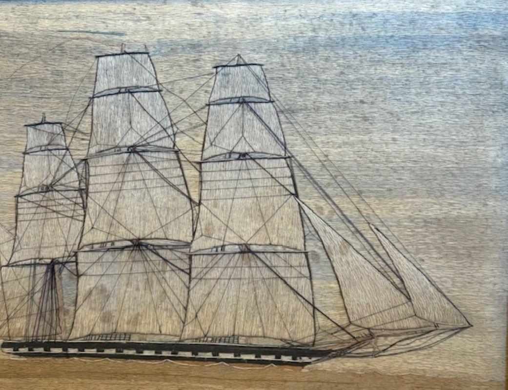 English 19th Century sailor's Woolie of a British Frigate, circa 1870 For Sale