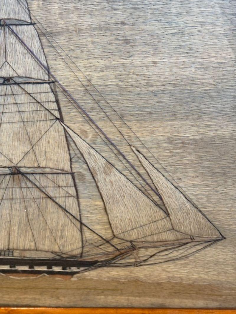 19th Century sailor's Woolie of a British Frigate, circa 1870 In Good Condition For Sale In Nantucket, MA