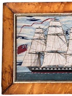 Lana marinera del siglo XIX de una fragata británica ondeando la enseña roja, hacia 1850