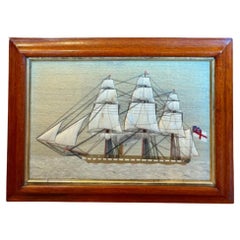 19th Century sailor's Woolie of a British Steam Frigate, circa 1850
