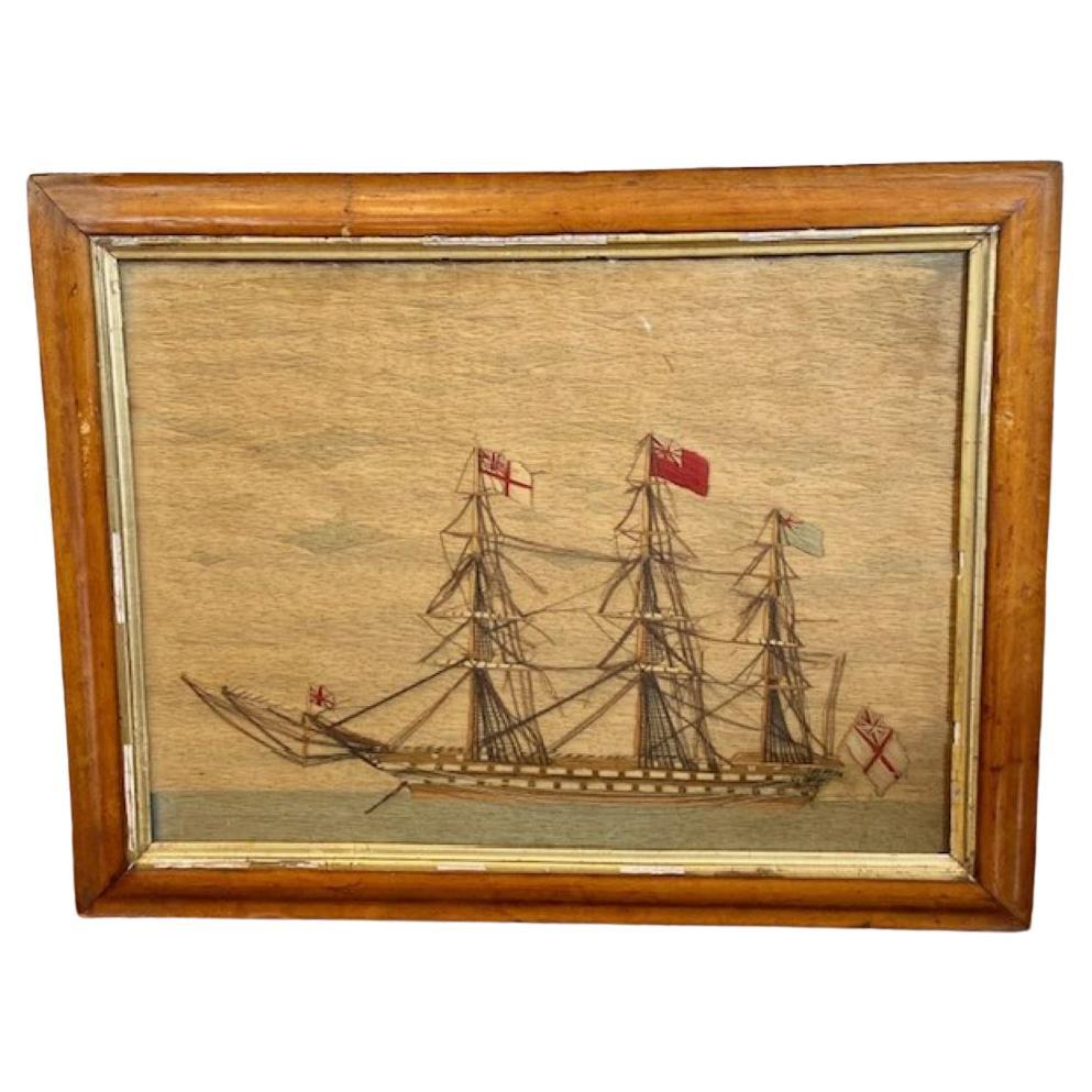 19th Century Sailor's Woolie of a Double Decker Ship of the Line, circa 1850