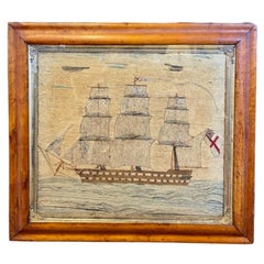 19th Century Sailor's Woolie of a Double Decker Ship of the Line