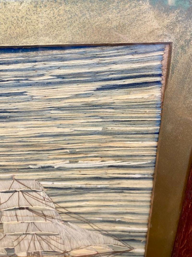 Anglais Laine de marin du XIXe siècle représentant une barque à quatre mâts, signée par le fabricant, vers 1880 en vente