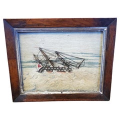 19th Century Sailor's Woolie of a Ship in Heavy Seas, circa 1840