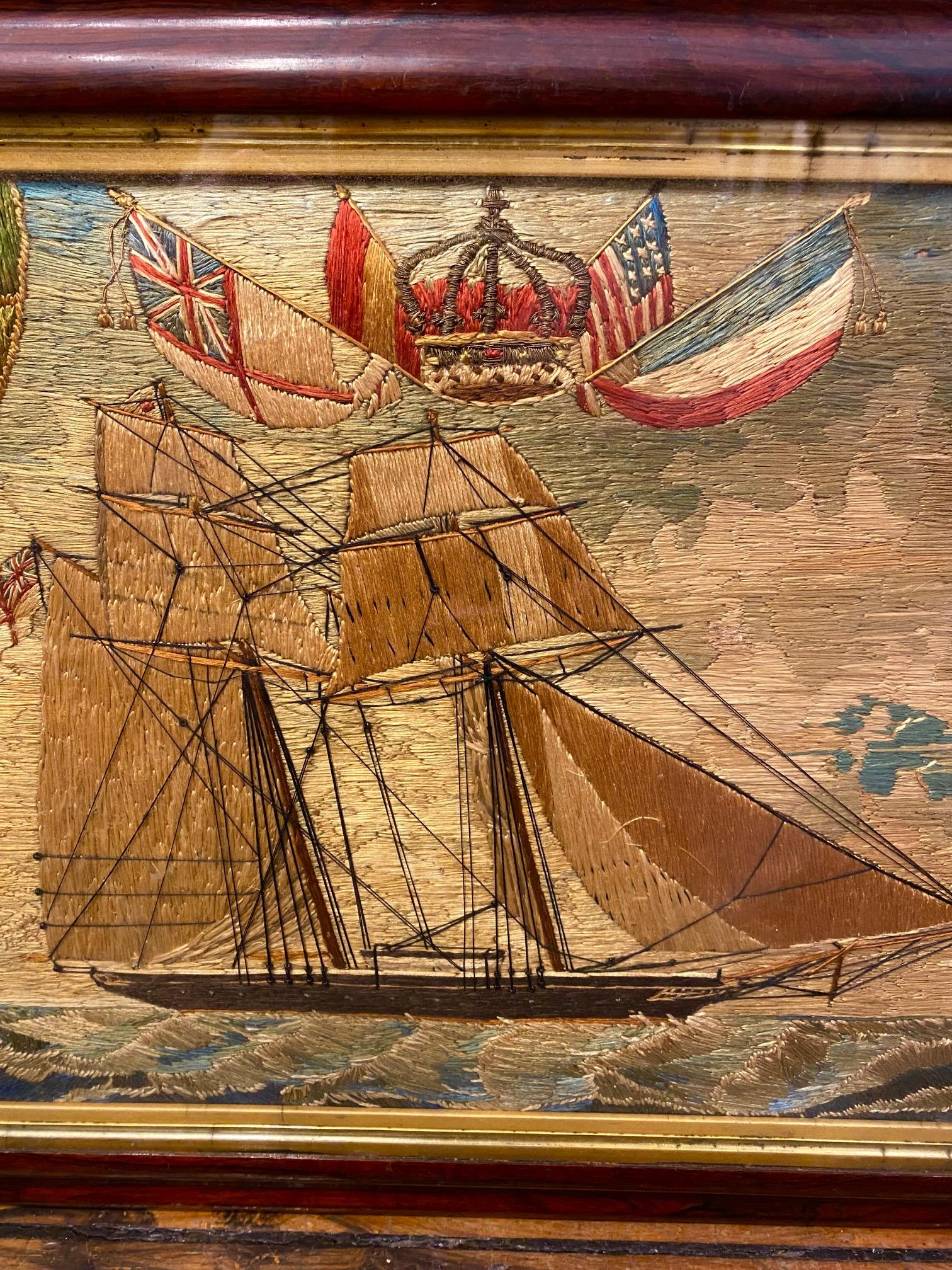 Hand-Crafted 19th Century Sailor's Woolie of a Topsail Schooner, circa 1860