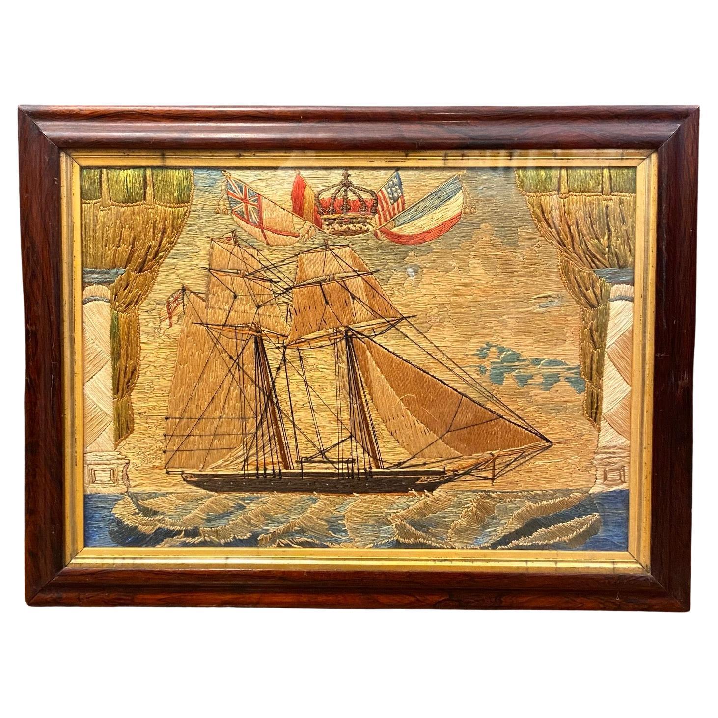 19th Century Sailor's Woolie of a Topsail Schooner, circa 1860