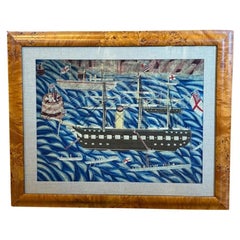 19th Century Sailor's Woolie of British Fleet in The Solent, circa 1870.