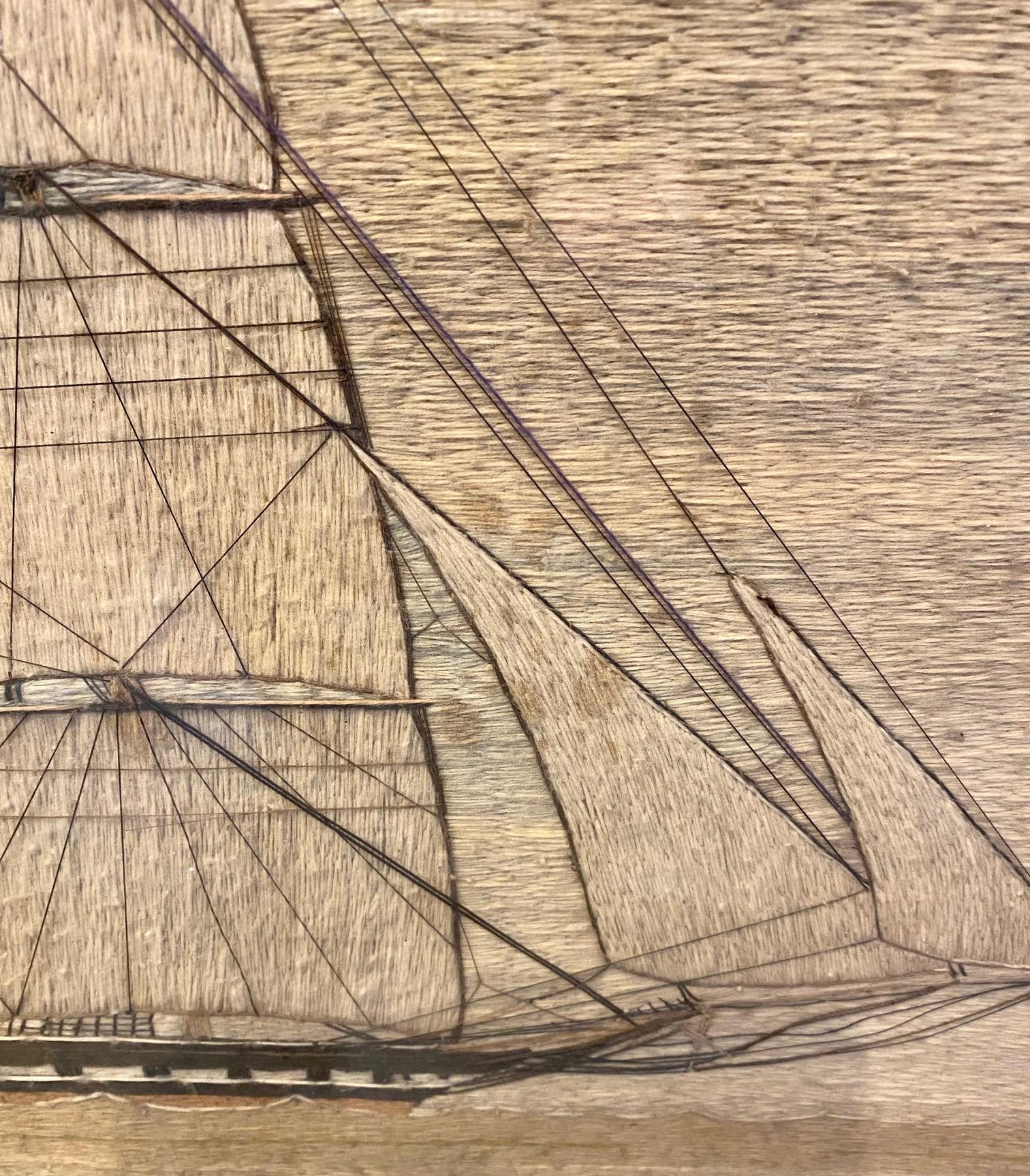 English 19th Century Sailor's Woolie of Frigate, circa 1840 For Sale