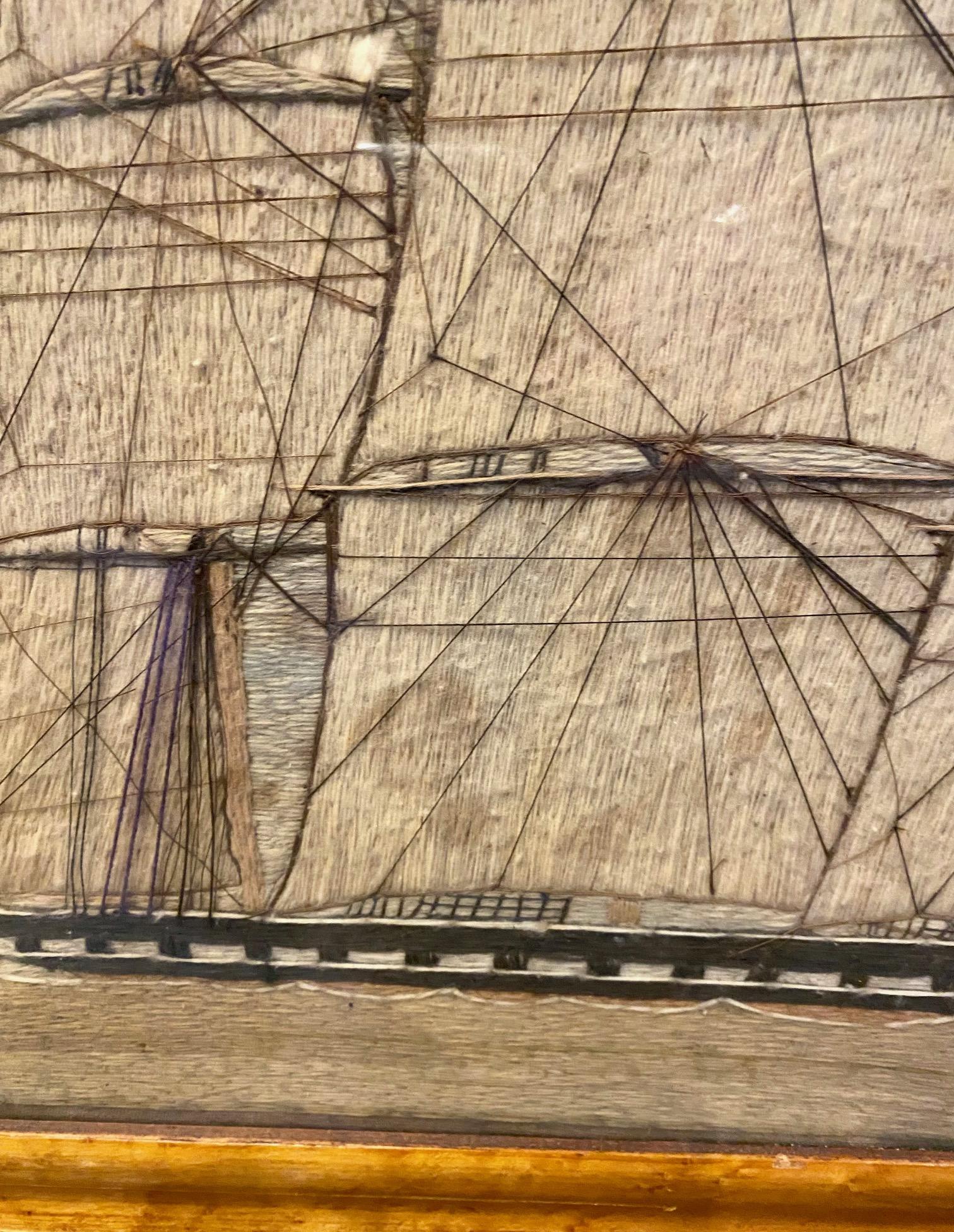 Seemannswolle des 19. Jahrhunderts, Fregatte, um 1840 (Handgefertigt) im Angebot