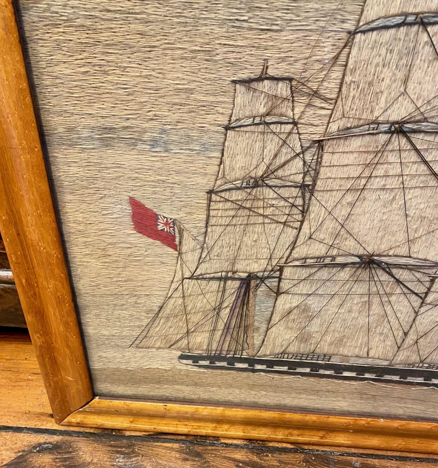 19th Century Sailor's Woolie of Frigate, circa 1840 In Good Condition For Sale In Nantucket, MA