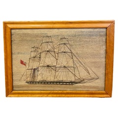 19th Century Sailor's Woolie of Frigate, circa 1840
