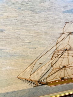 Large 19th Century Sailor's Woolie of Ship and Lighthouse, circa 1870