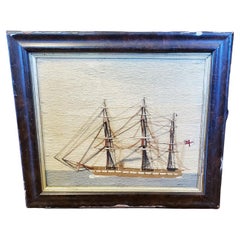 19th Century Sailor's Woolie of Ship-Rigged Naval Auxiliary Steamer, circa 1860