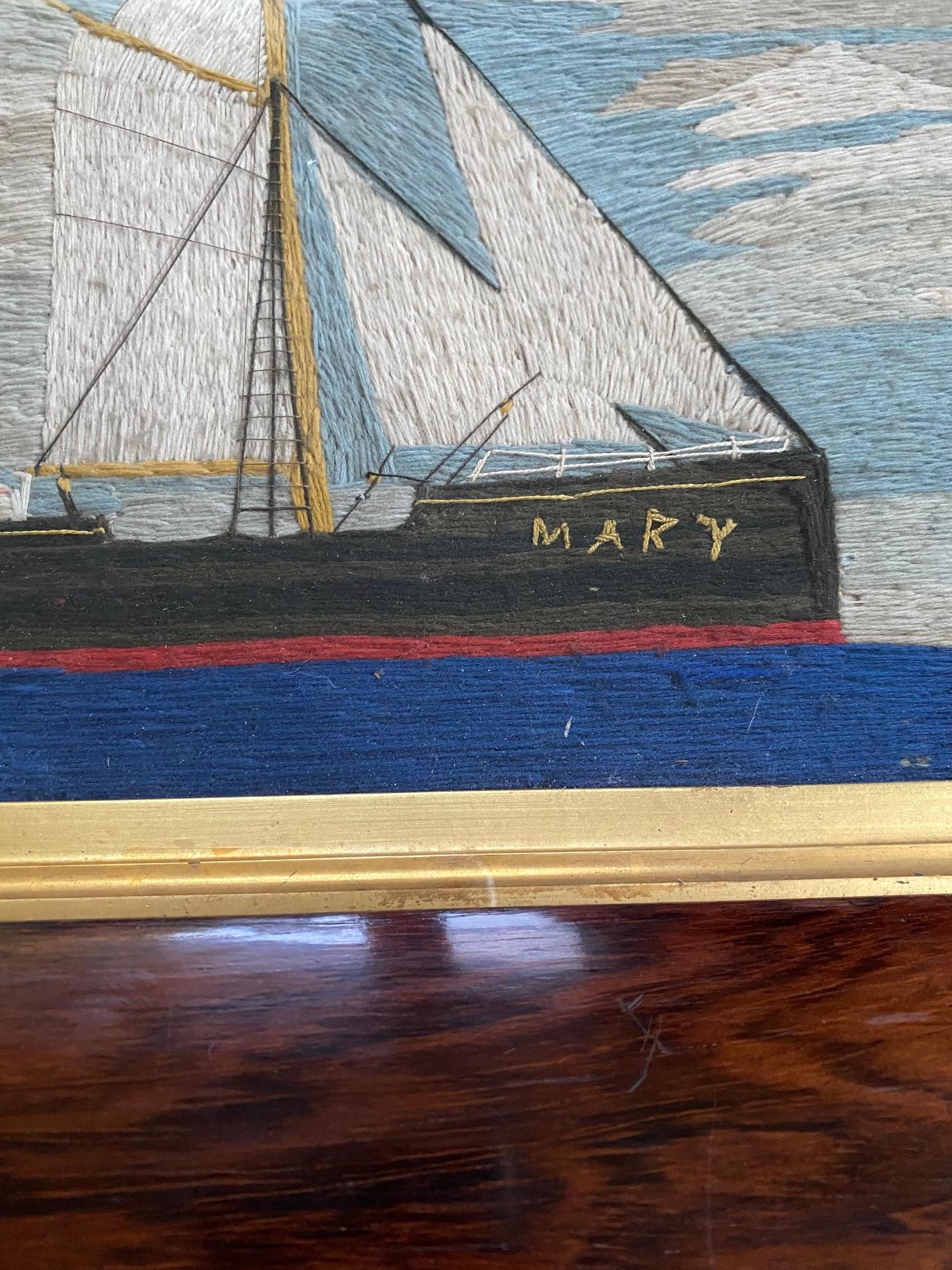 Folk Art 19th Century Sailor's Woolie of the Scottish Schooner MARY