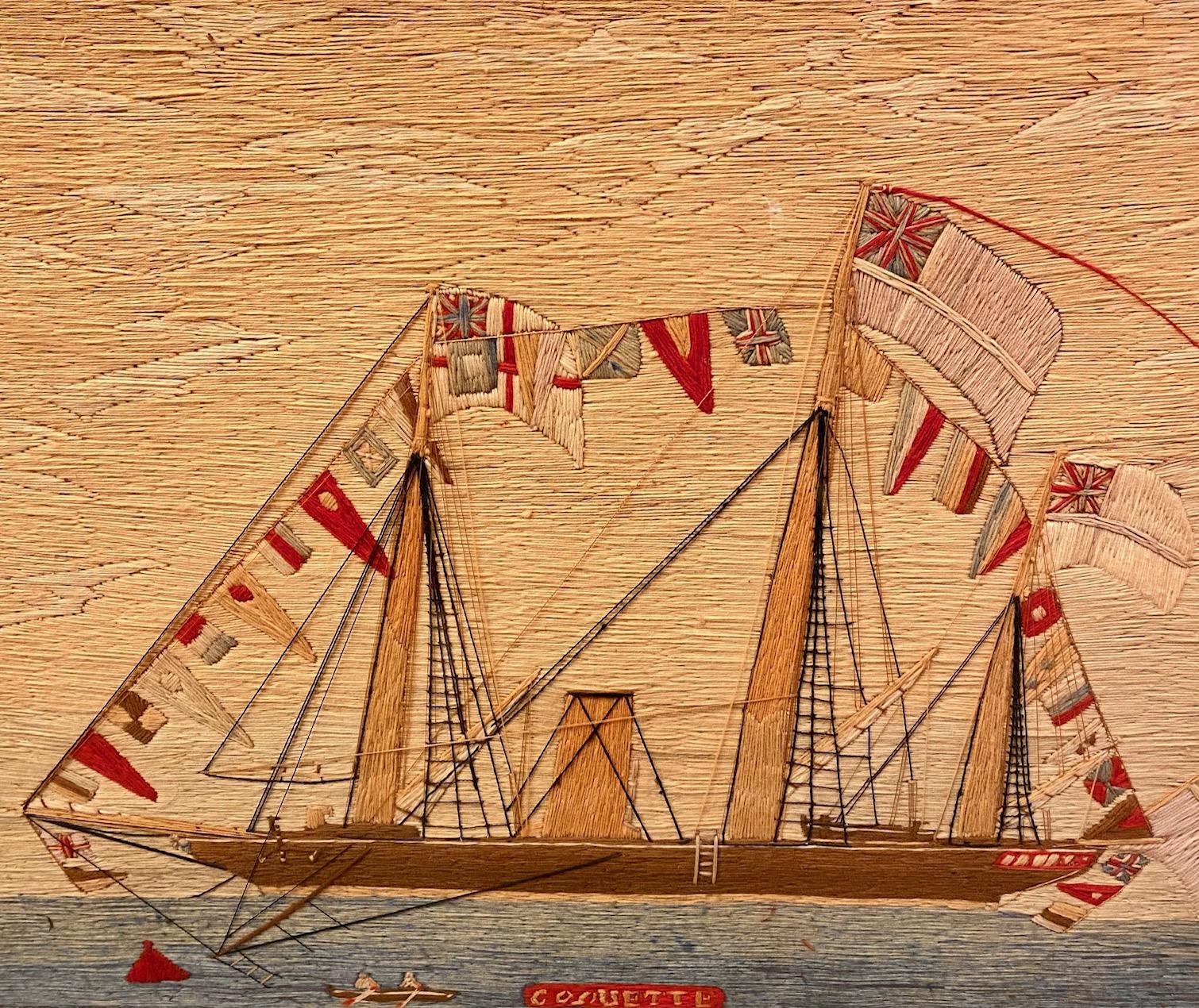 Folk Art 19th Century Sailor's Woolie of the Ship-Sloop 