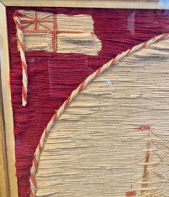 Sailor's Woolie des 19. Jahrhunderts mit Schiff an Anker in ovaler Kartusche, ca. 1850