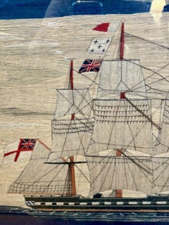19th Century Sailor's Woolie with Starboard Side View of a Ship-of-the-Line