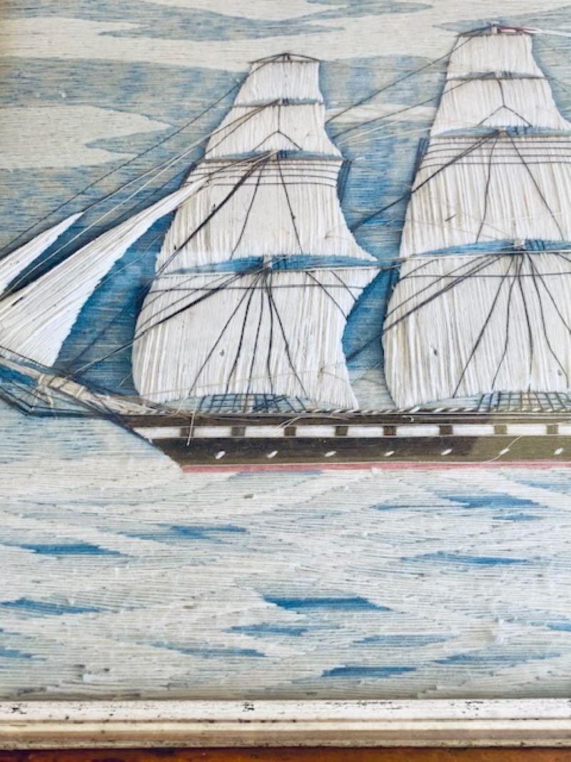 Artisanat Laine de marin du 19e siècle avec voiles Trapunto en vente