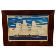 Used 19th Century Sailor's Woolie with Triple Decker Ship of the Line, circa 1860