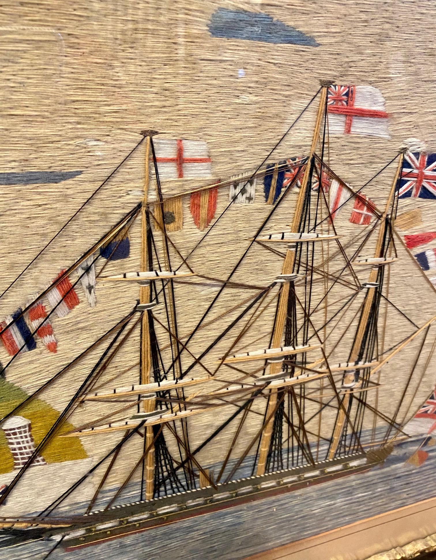 19. Jahrhundert Seemannswollwerk aus dem Frigate mit Signalflaggen (Volkskunst) im Angebot