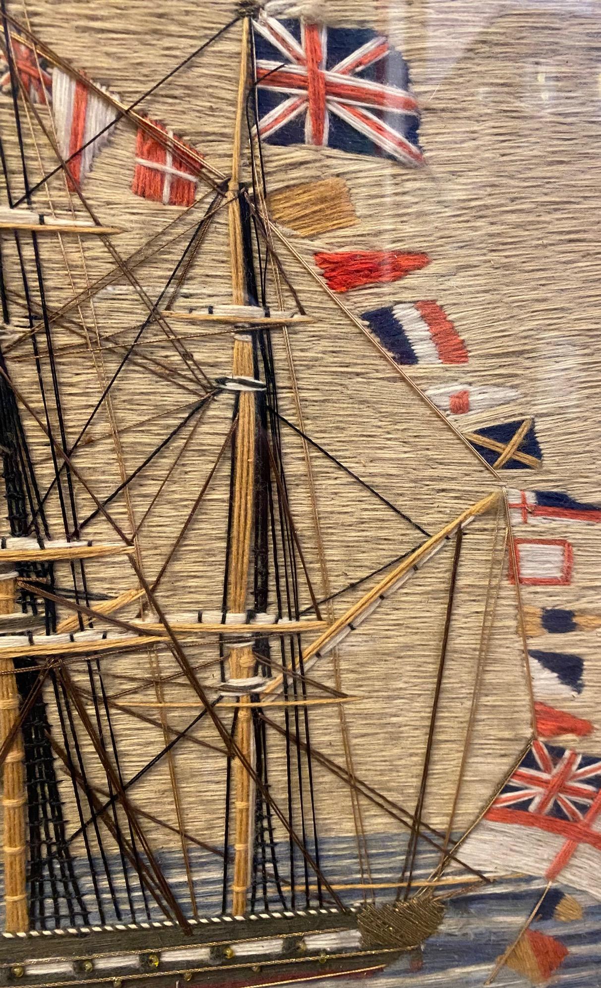 19. Jahrhundert Seemannswollwerk aus dem Frigate mit Signalflaggen (Wolle) im Angebot