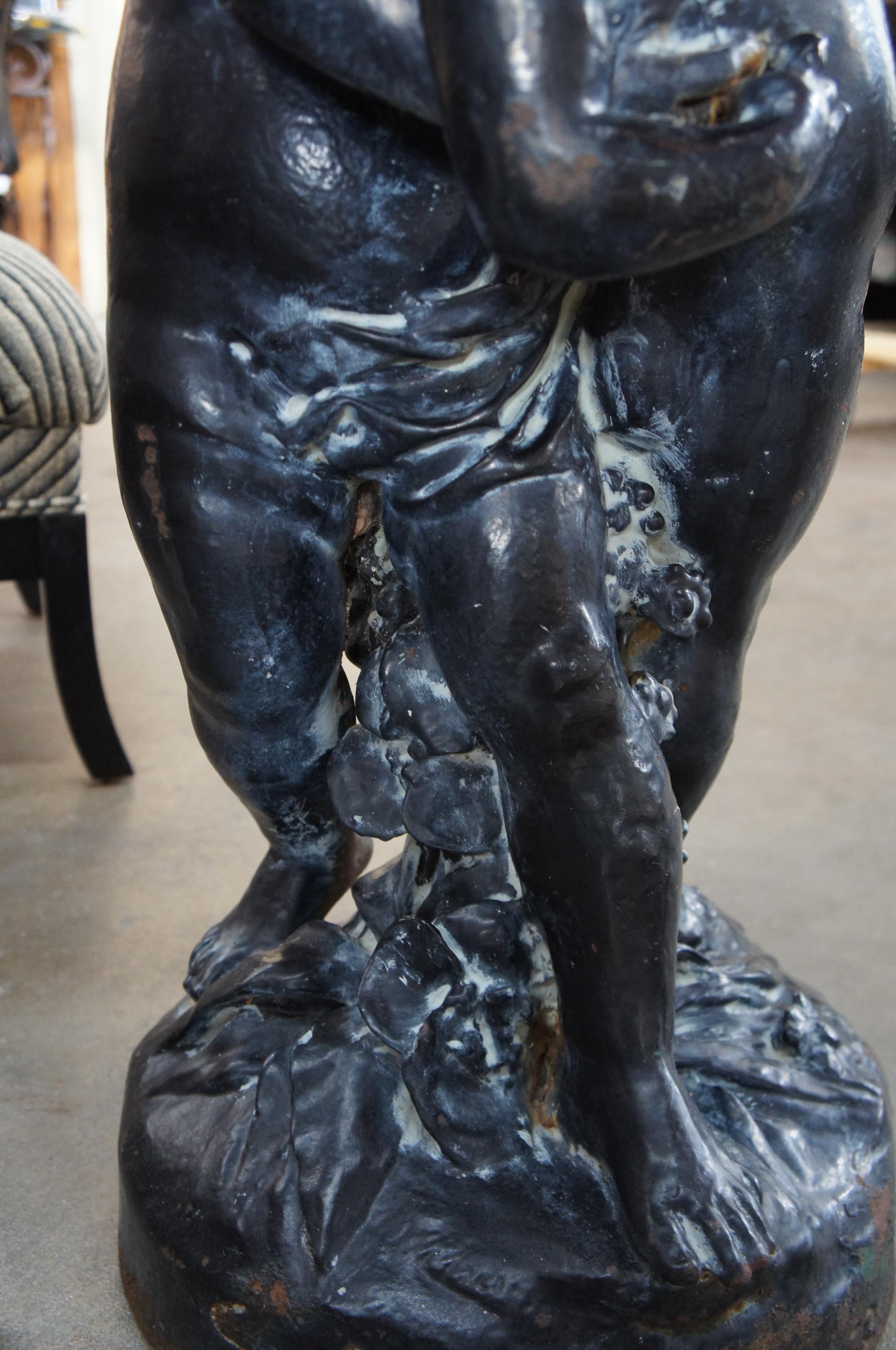 19th Century Antique Salin French Neoclassical Cast Iron Garden Sculpture Statue Cherub 34