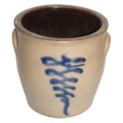 19th Century Salt Glaze Double Handled Crock